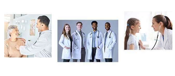 a collage of doctors and patients